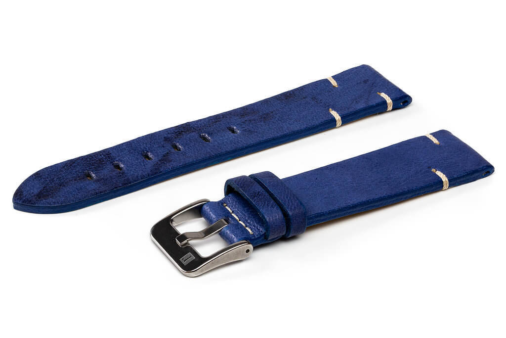 萬年鐘錶 - 手工皮革錶帶 Handmade leather strap  馬泰拉 Matera Collection 藍色 Blue