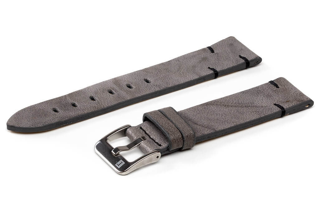 萬年鐘錶 - 手工皮革錶帶 Handmade leather strap  馬泰拉 Matera Collection 灰色 Gray