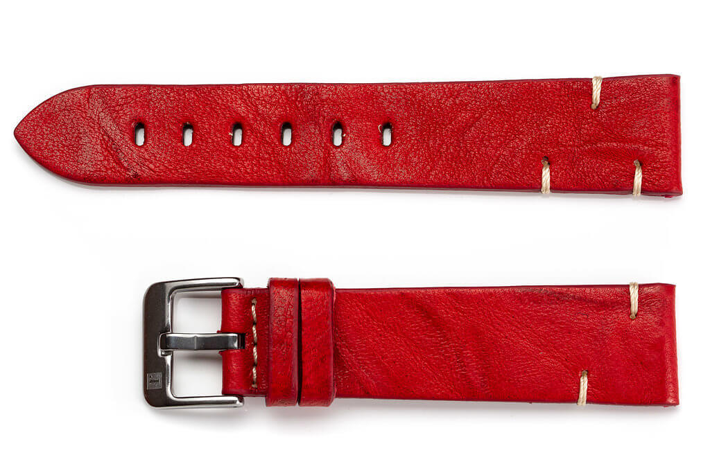 萬年鐘錶 - 手工皮革錶帶 Handmade leather strap  馬泰拉 Matera Collection 紅色 Red