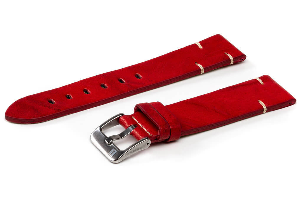 萬年鐘錶 - 手工皮革錶帶 Handmade leather strap  馬泰拉 Matera Collection 紅色 Red
