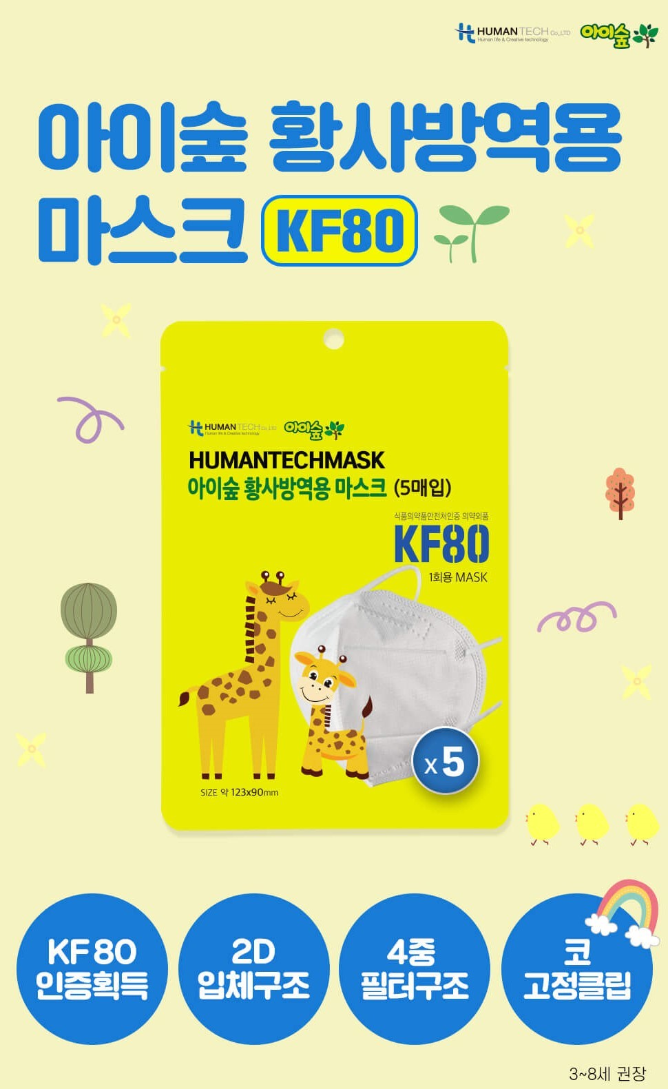 韓國 KF80兒童口罩（5片裝）