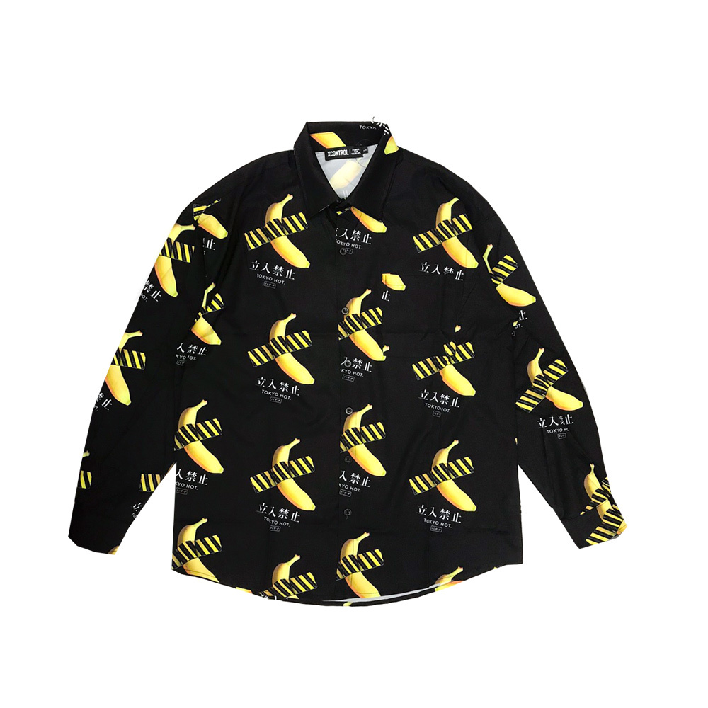 XCTRL 香蕉勿進滿版長袖襯衫-黑