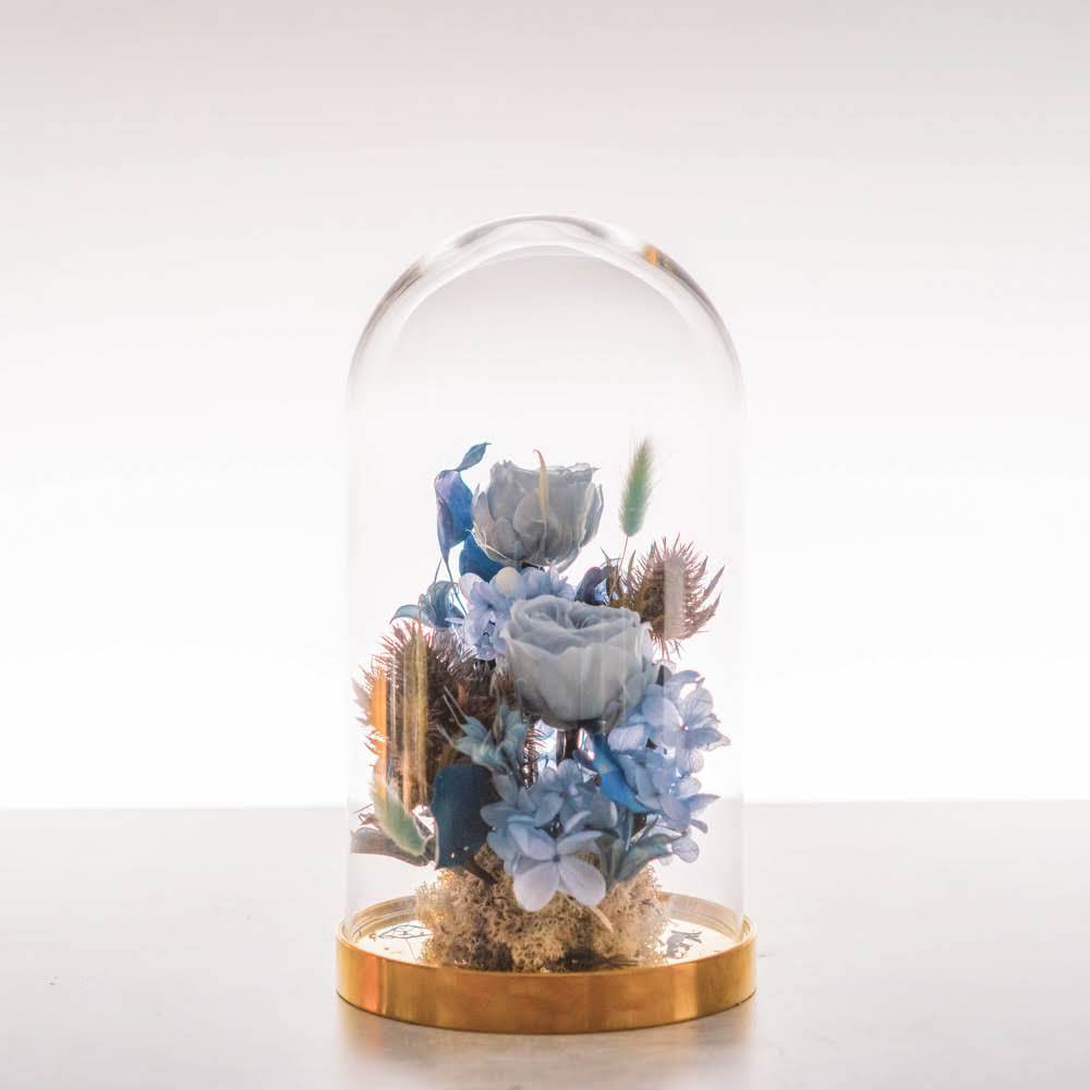 永生鐘罩花系列(大)｜藍玫瑰
