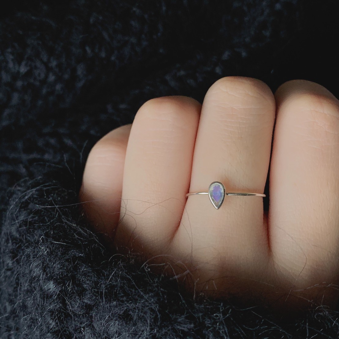 Lego水滴拉長石戒指