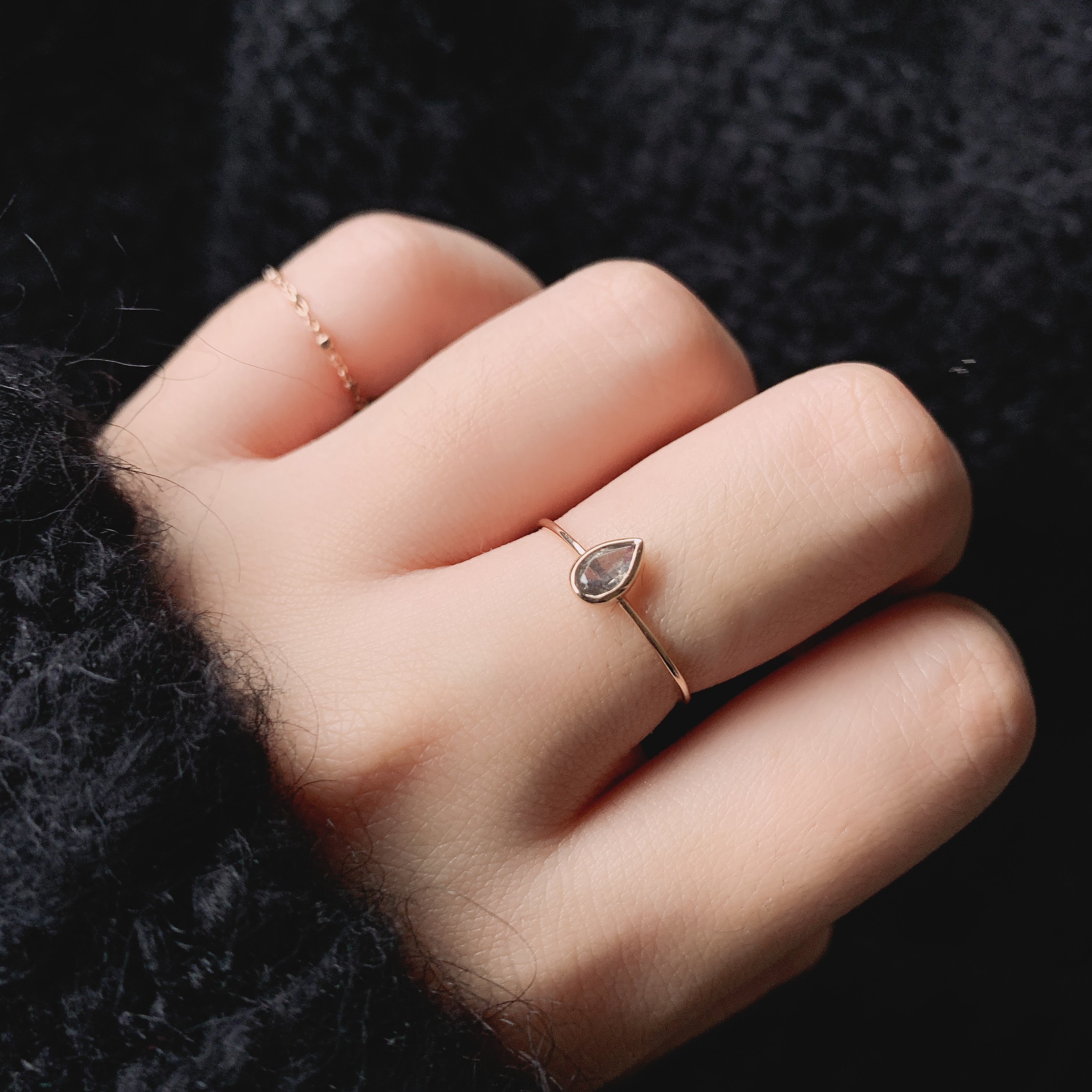 Lego水滴拉長石戒指