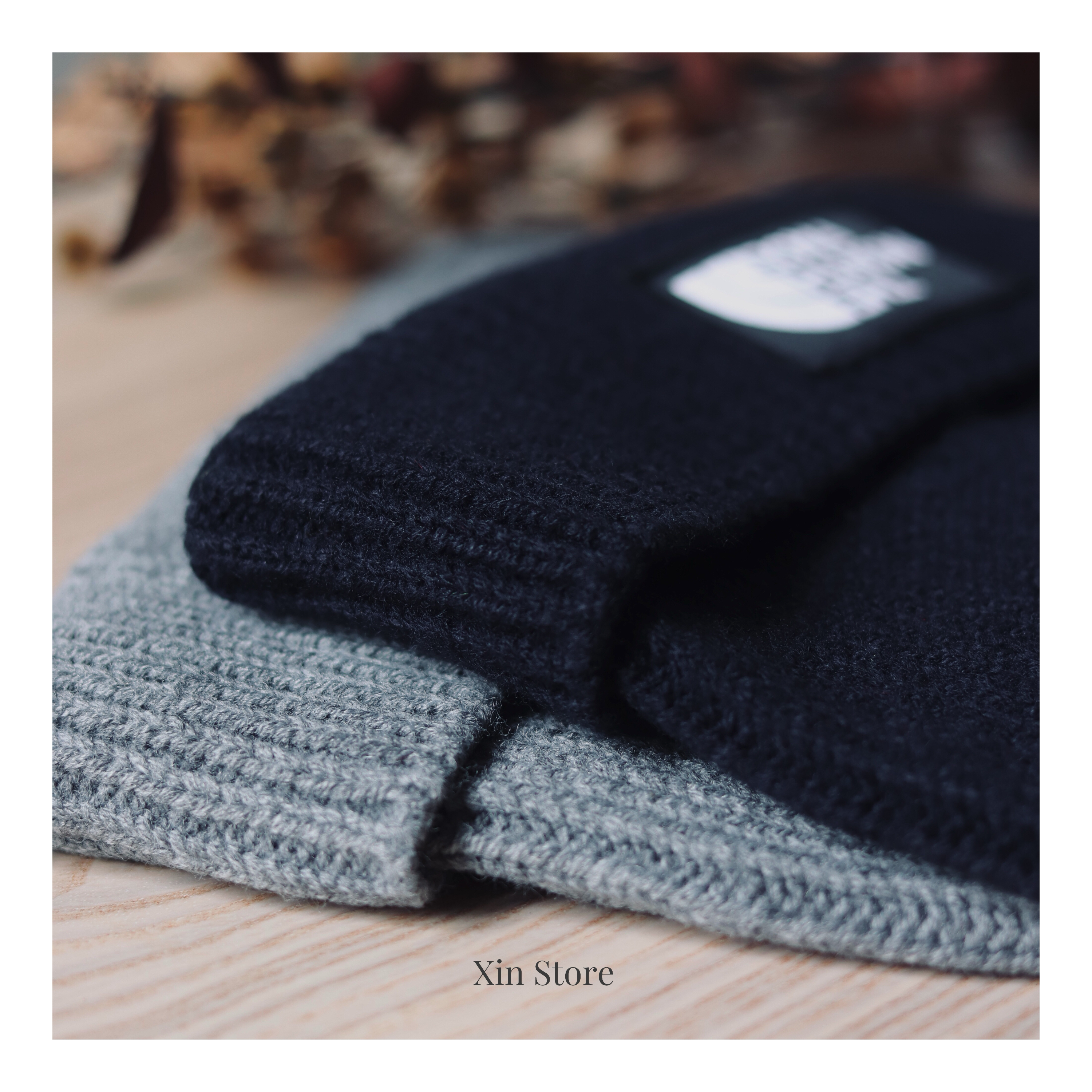 The North Face TNF Box Beanie 方標 針織 毛帽 岩石灰 深墨藍