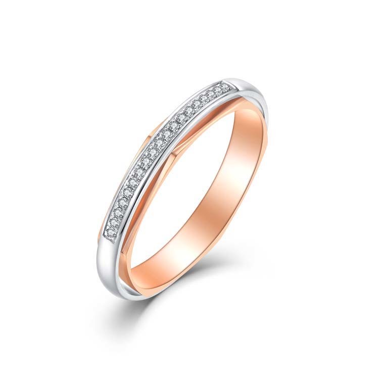 【情侶戒】18K紅白金鑽石情侶 / 結婚對戒