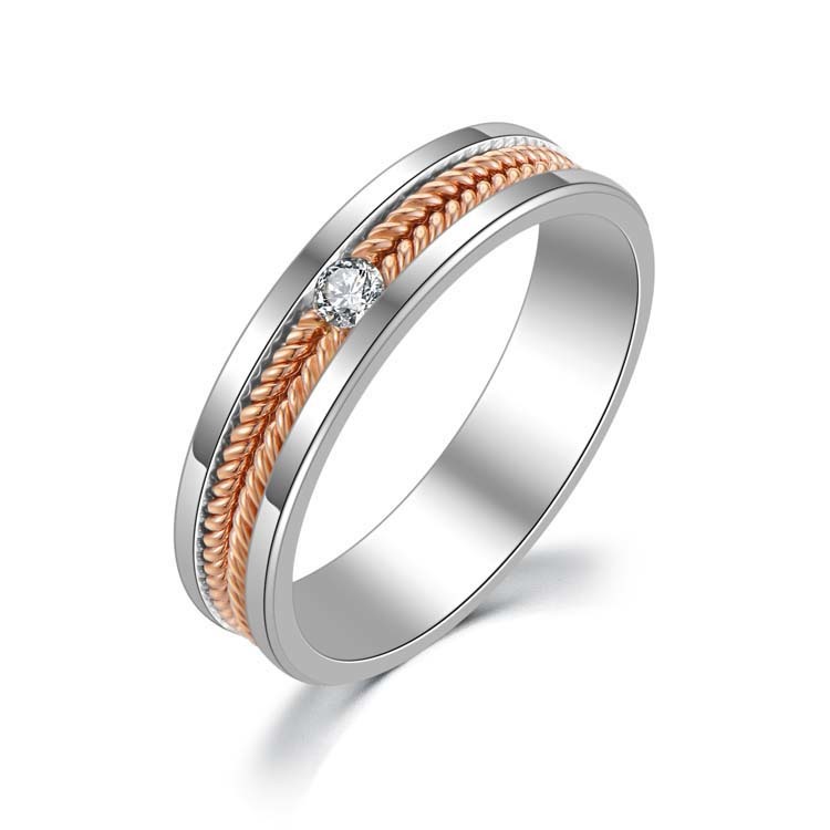 【情侶戒】18K紅 白金鑽石情侶 / 結婚對戒