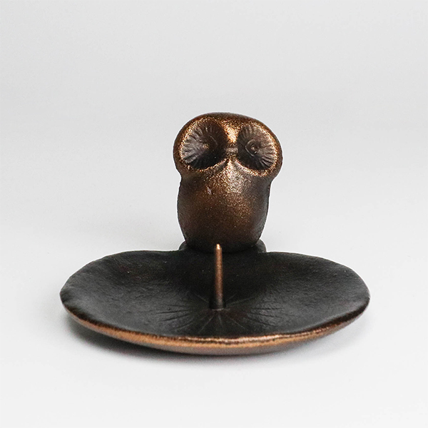 【高岡銅器】貓頭鷹 燭台