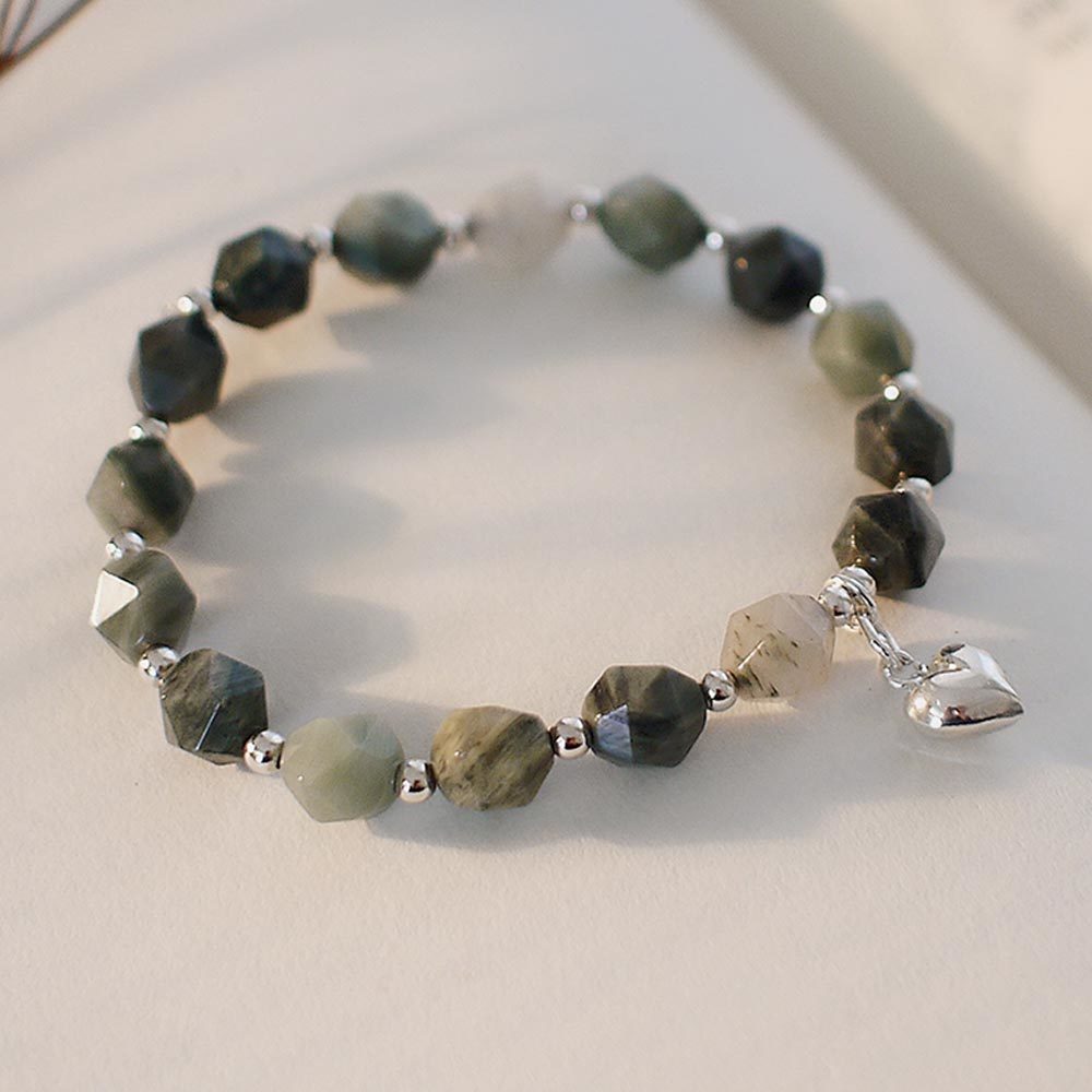 塞納河畔純銀手鍊(綠髮晶)/SB966N | 招財水晶彈性手鏈 招貴人 事業運 聖誕禮物禮盒