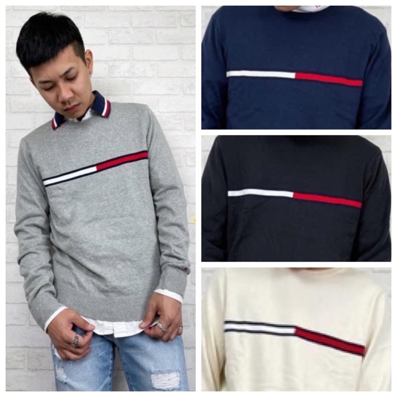 Tommy Hilfiger 橫條經典Logo 針織衫 毛衣 長袖上衣