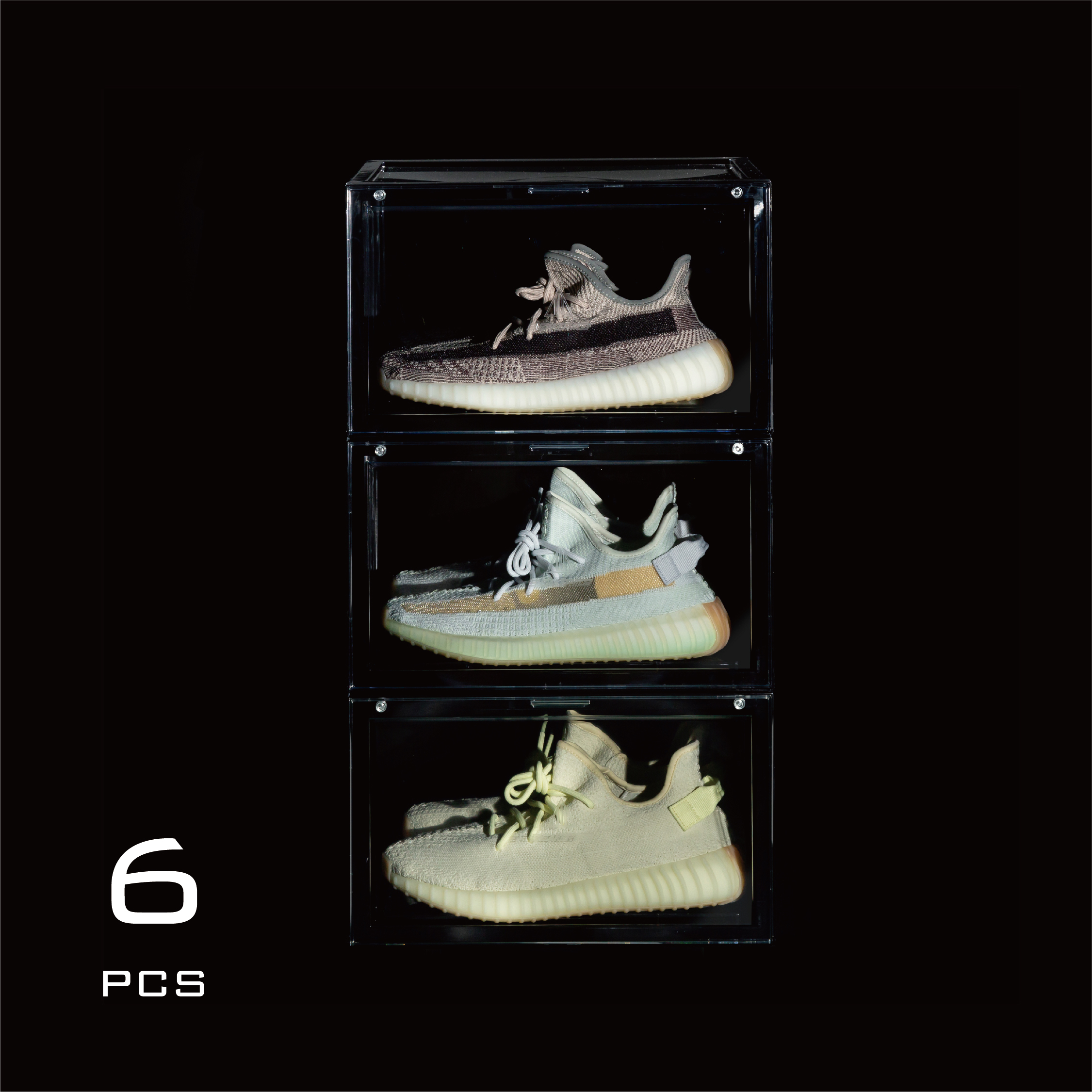 【 SNEAKERMOB | 曜石黑 磁吸側開球鞋收納展示盒 6入組 - 免運 】