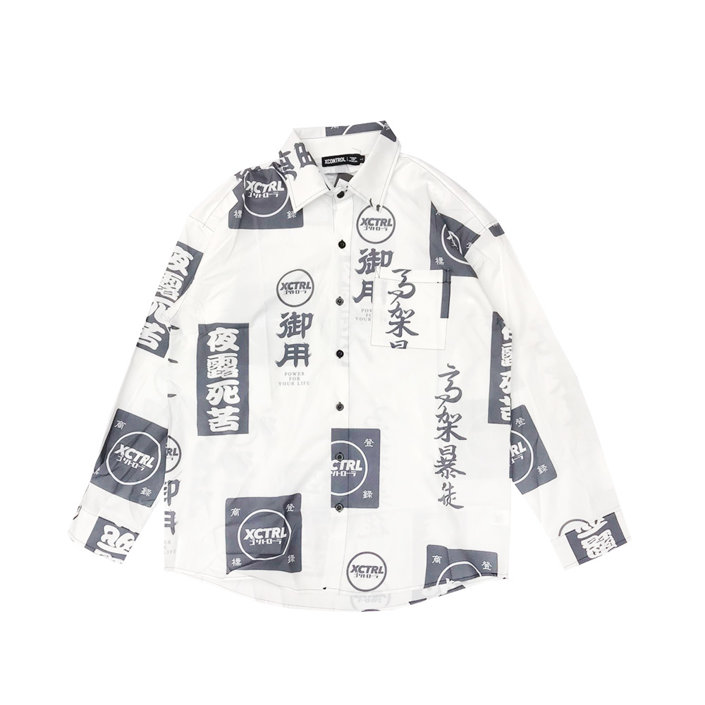 XCTRL 日式LOGO白-長袖襯衫