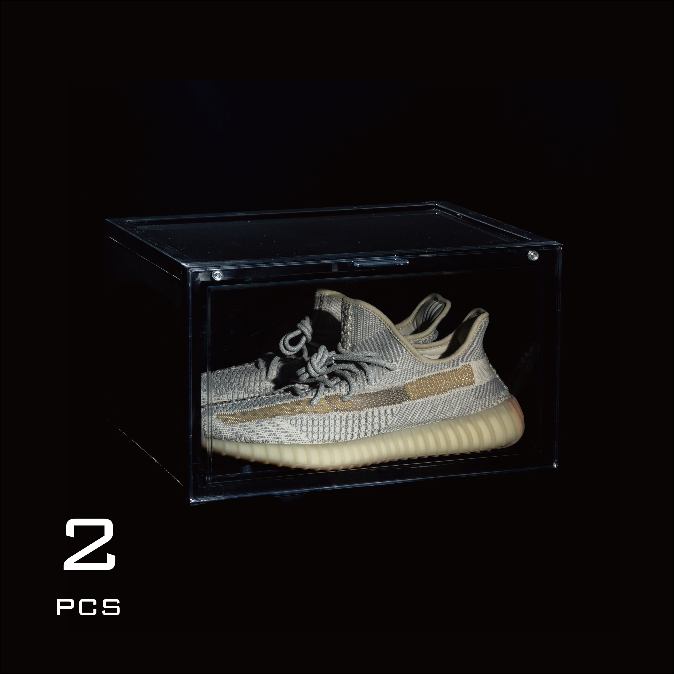 【 SNEAKERMOB | 曜石黑 磁吸側開球鞋收納展示盒 2入組 】