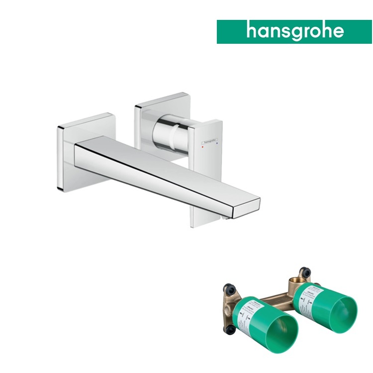 hansgrohe Metropol 32526, -000 + 13622, -180 Single lever basin mixer for concealed installation wall-mounted with lever handle and spout 22.5 cm