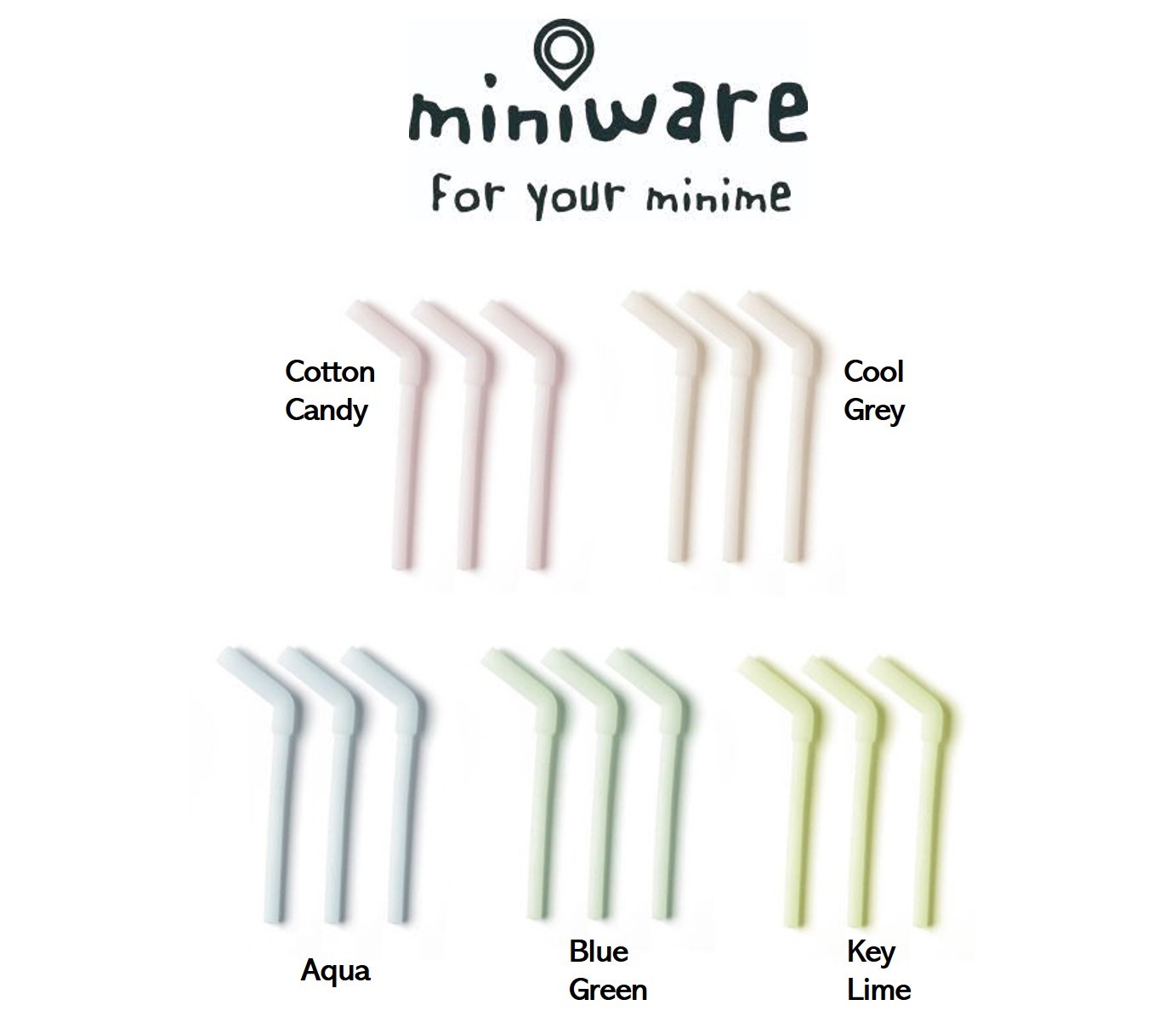 Miniware 1-2-3 Sip Silicone Straws Set of 3