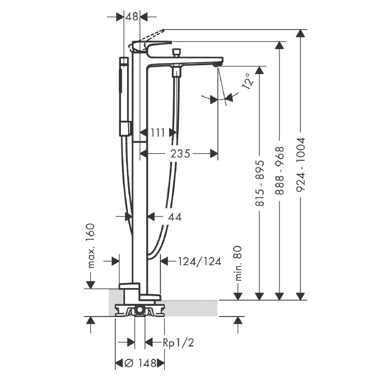 hansgrohe Metropol 32532, -000 + 10452, -180 Freestanding Bath Mixer