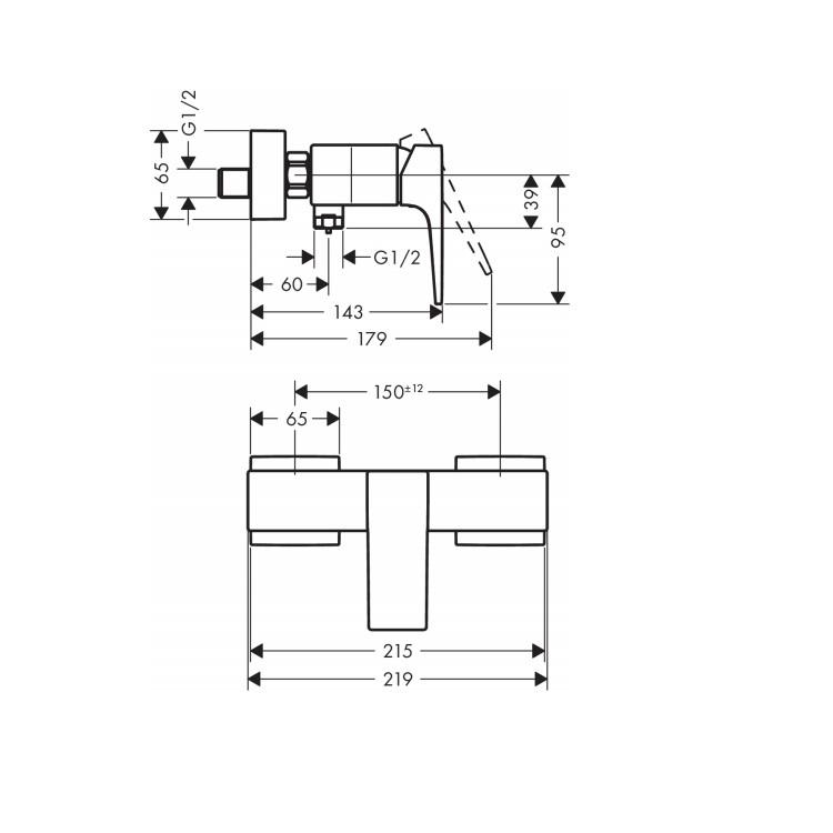 hansgrohe Metropol 32560, -000 Single lever shower mixer exposed fitting - GA Approval