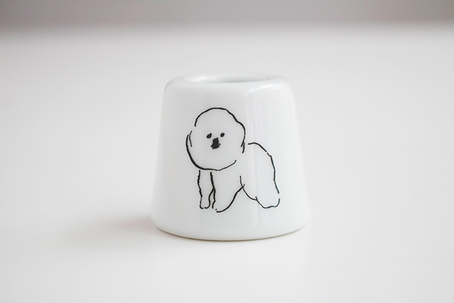 CLASKA - 白磁狗狗牙刷架/比熊犬(MAMBO)
