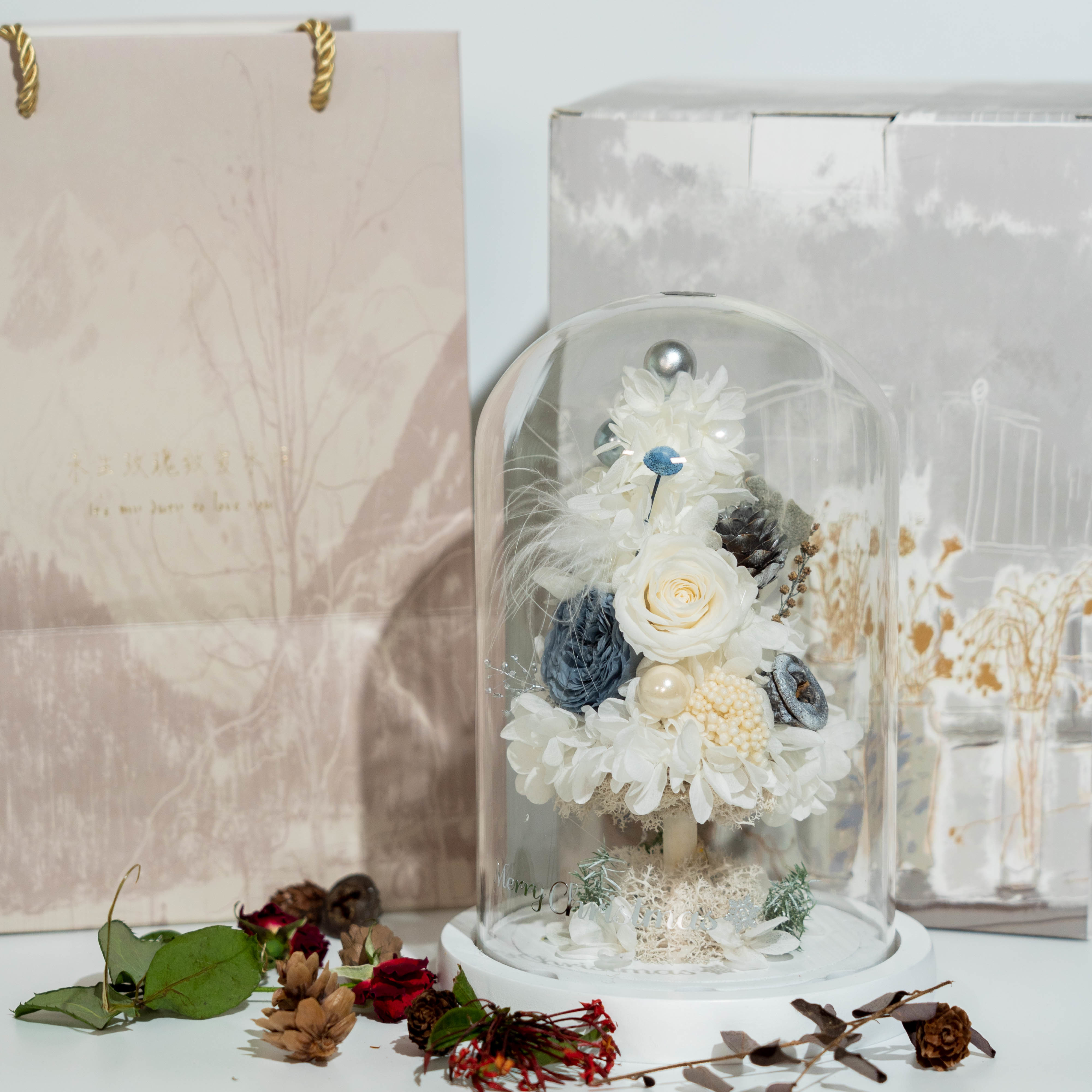 限量聖誕保鮮花樹 - 帶燈連禮盒