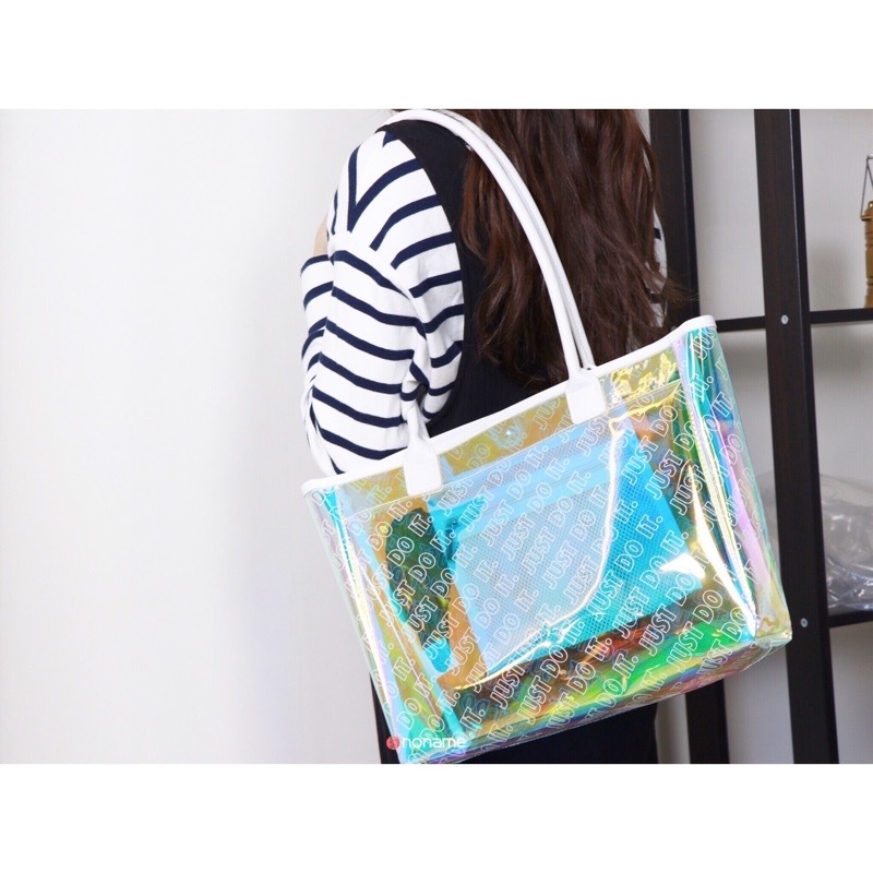 Nike Just Do It 霓虹 彩虹 獨角獸 透明 托特包 肩背包 手提包 包包 袋子