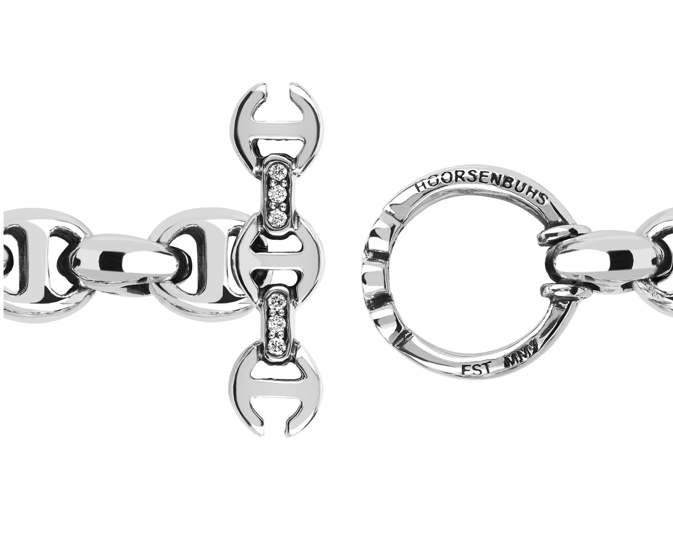 10MM Open Link Bracelet - Sterling Silver with Diamonds HB061