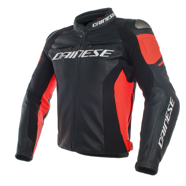 DAINESE RACING 3 LEATHER JACKET BLACK/BLACK/FLUO-RED 黑黑螢光紅 皮衣