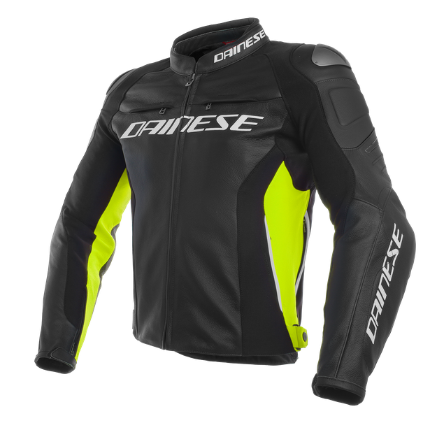 DAINESE RACING 3 LEATHER JACKET BLACK/BLACK/FLUO-YELLOW 黑螢光黃 皮衣