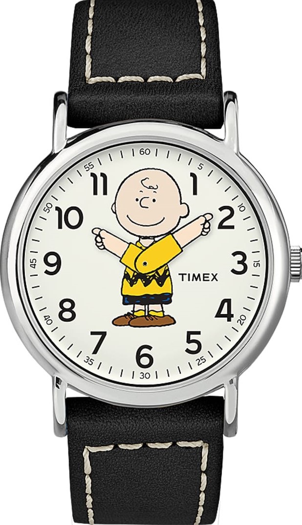 萬年鐘錶 - TIMEX  x Peanuts  天美時   限定 SNOOPY 查理布朗 皮革錶款  TW2T60900 錶徑38 MM