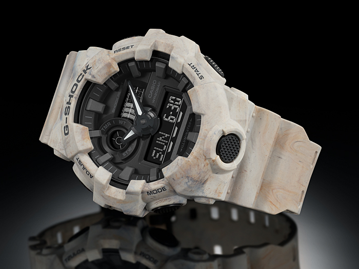 萬年鐘錶 - G-SHOCK  大理石大地色調  防震電子錶  GA-700WM-5A  錶徑 : 53.4mm