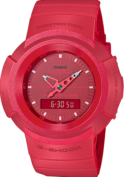 萬年鐘錶 - G-SHOCK  經典復刻 防震電子錶 紅色 AW-500BB-4E 錶徑: 47.7MM