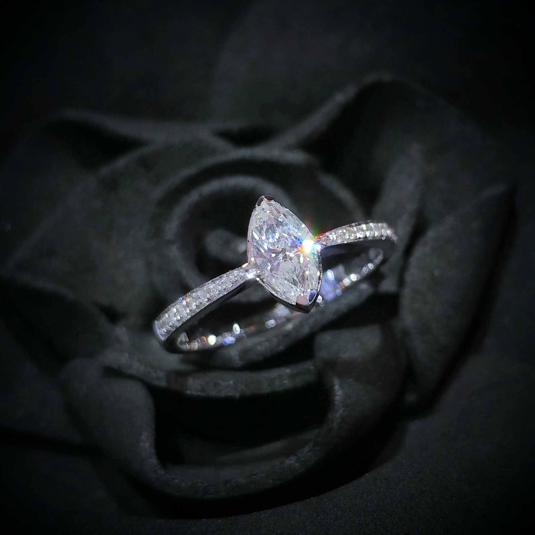 18K White Gold 0.47ct Marquise Diamond Ring