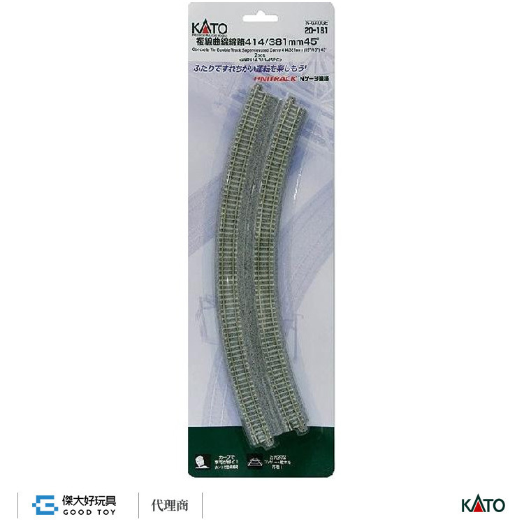 KATO 20-181 Unitrack Concrete Tie Double Track Superelevated Curve 414/318mm (19``/15``) 45 degree < WR414/381-45PC > (2pcs.)
