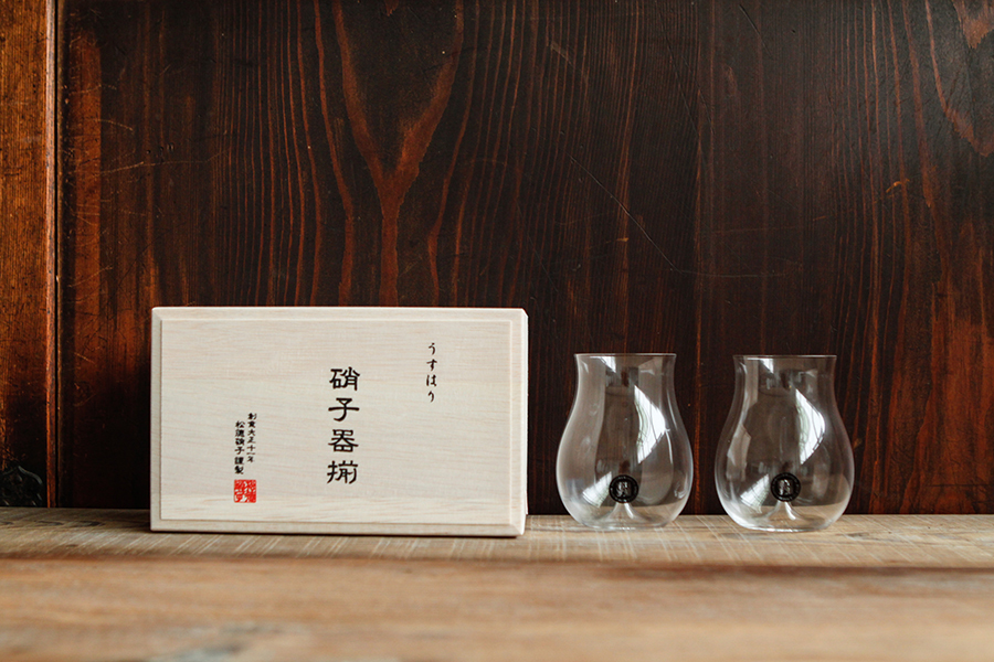 松德-薄張 大吟醸二入(含木盒) 松德硝子玻璃杯