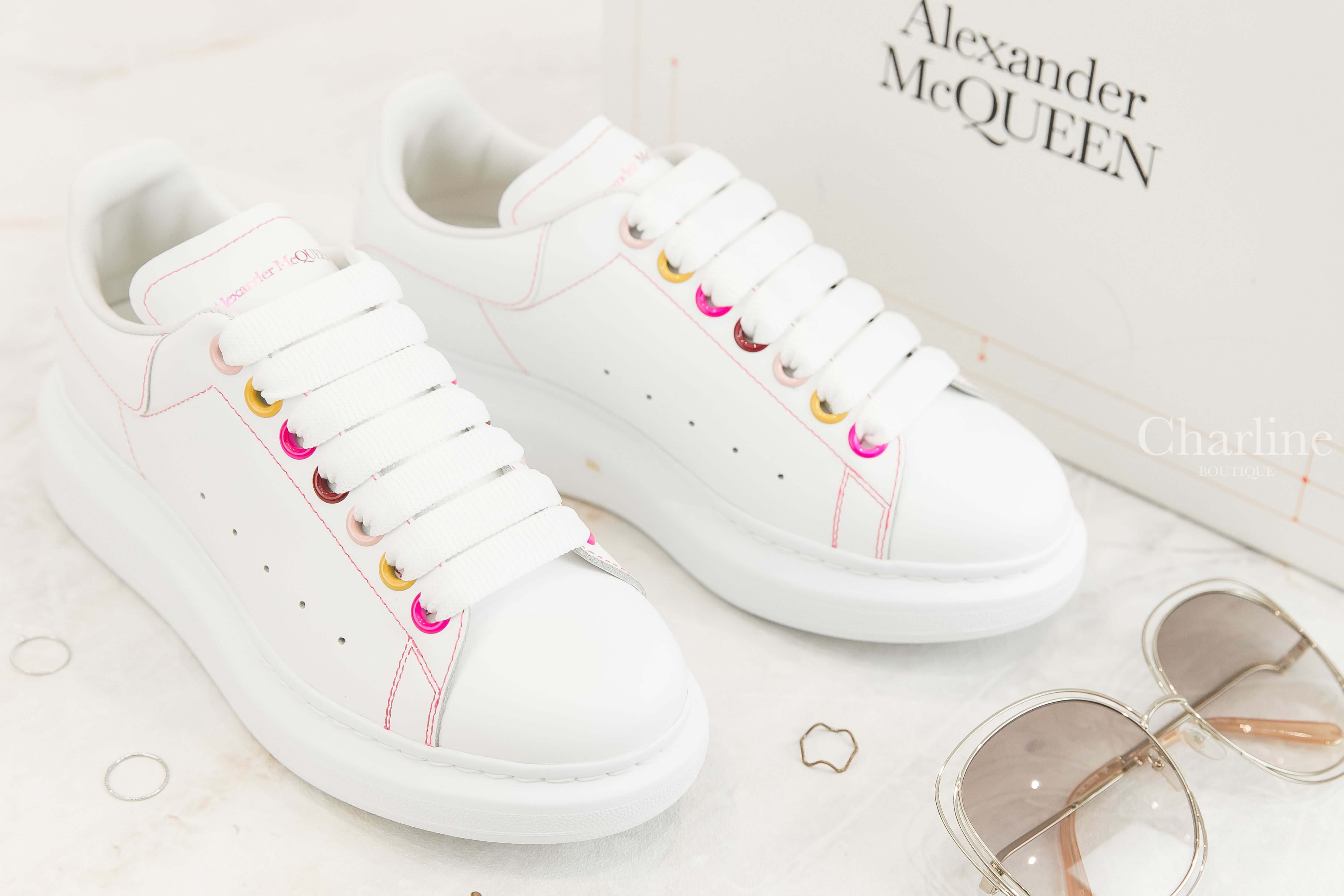Alexander Mcqueen Oversized Sneaker 白色彩虹鞋帶孔小牛皮運動鞋