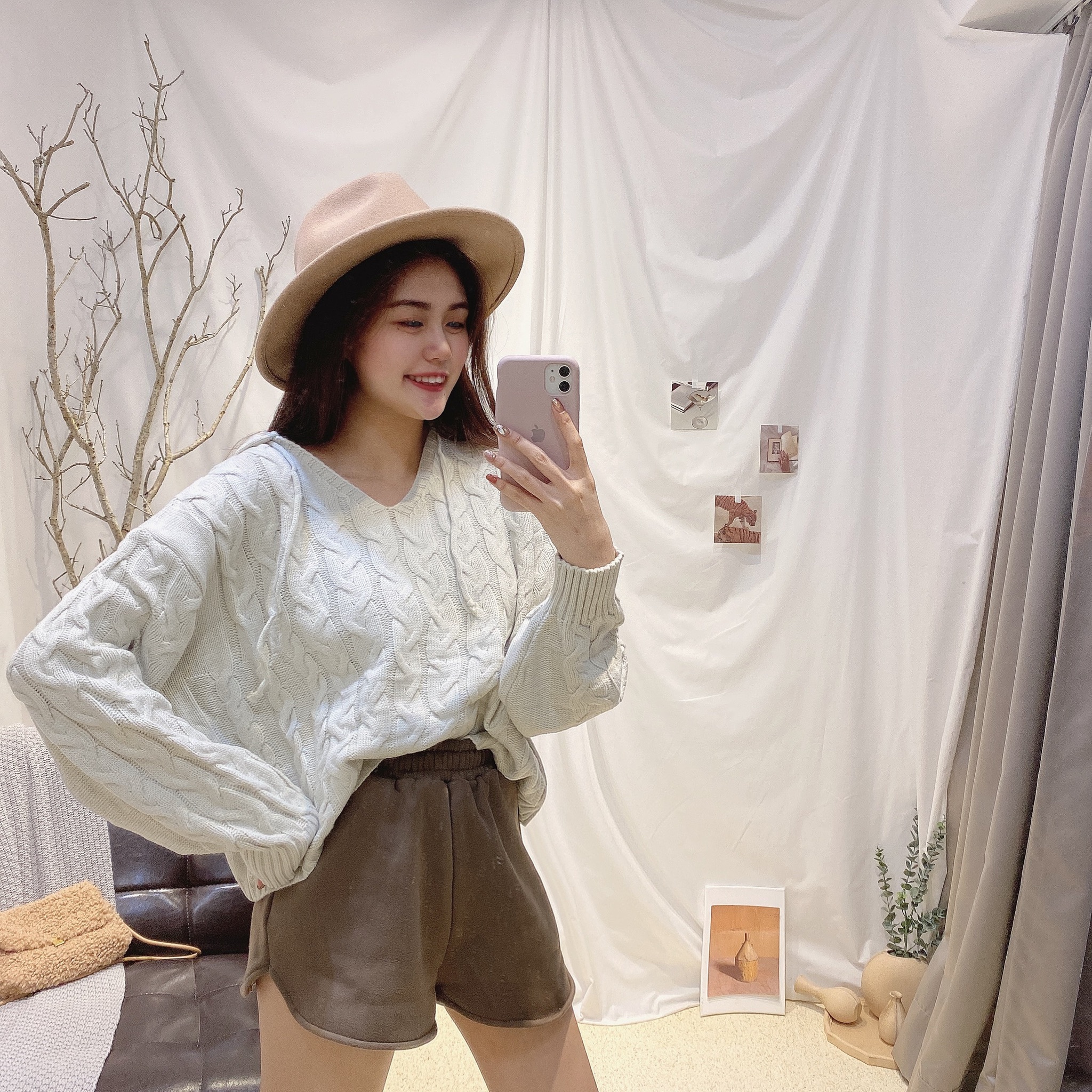 麻花針織連帽上衣/三色