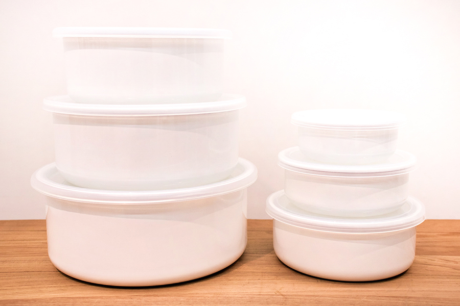 野田琺瑯-圓形保存容器10cm(塑膠蓋) RD-10 便當盒