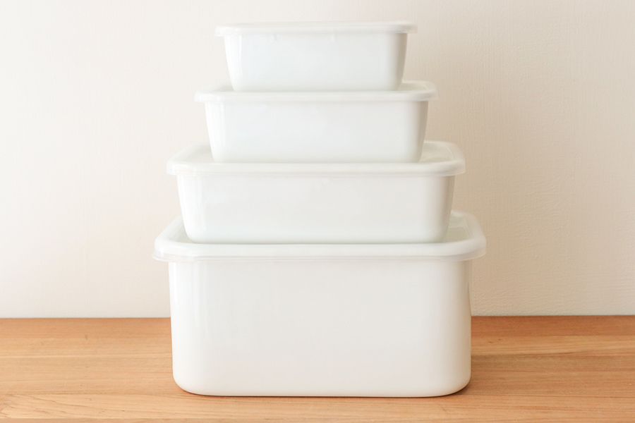 野田琺瑯-長方深形保存容器LL（ 塑膠蓋） WRF-LL