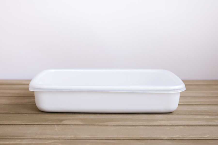 野田琺瑯 長方形淺型保存容器（塑膠蓋）WRA-M