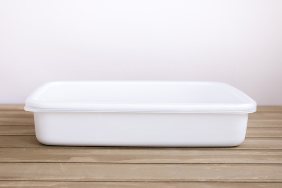 野田琺瑯 長方形淺型保存容器（塑膠蓋）WRA-L