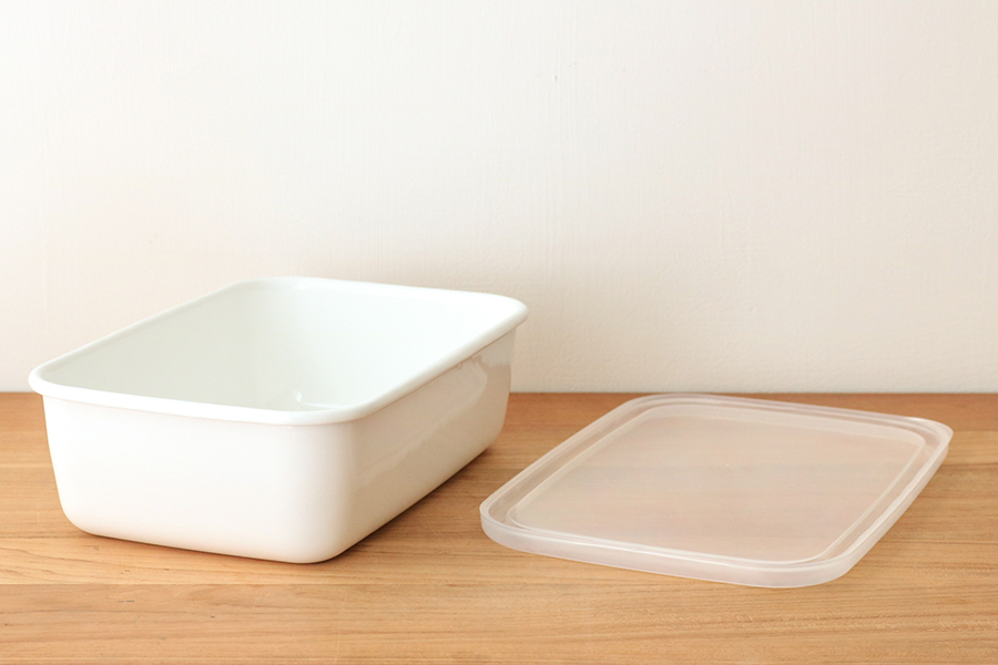 野田琺瑯-長方深形保存容器M（ 塑膠蓋）WRF-M