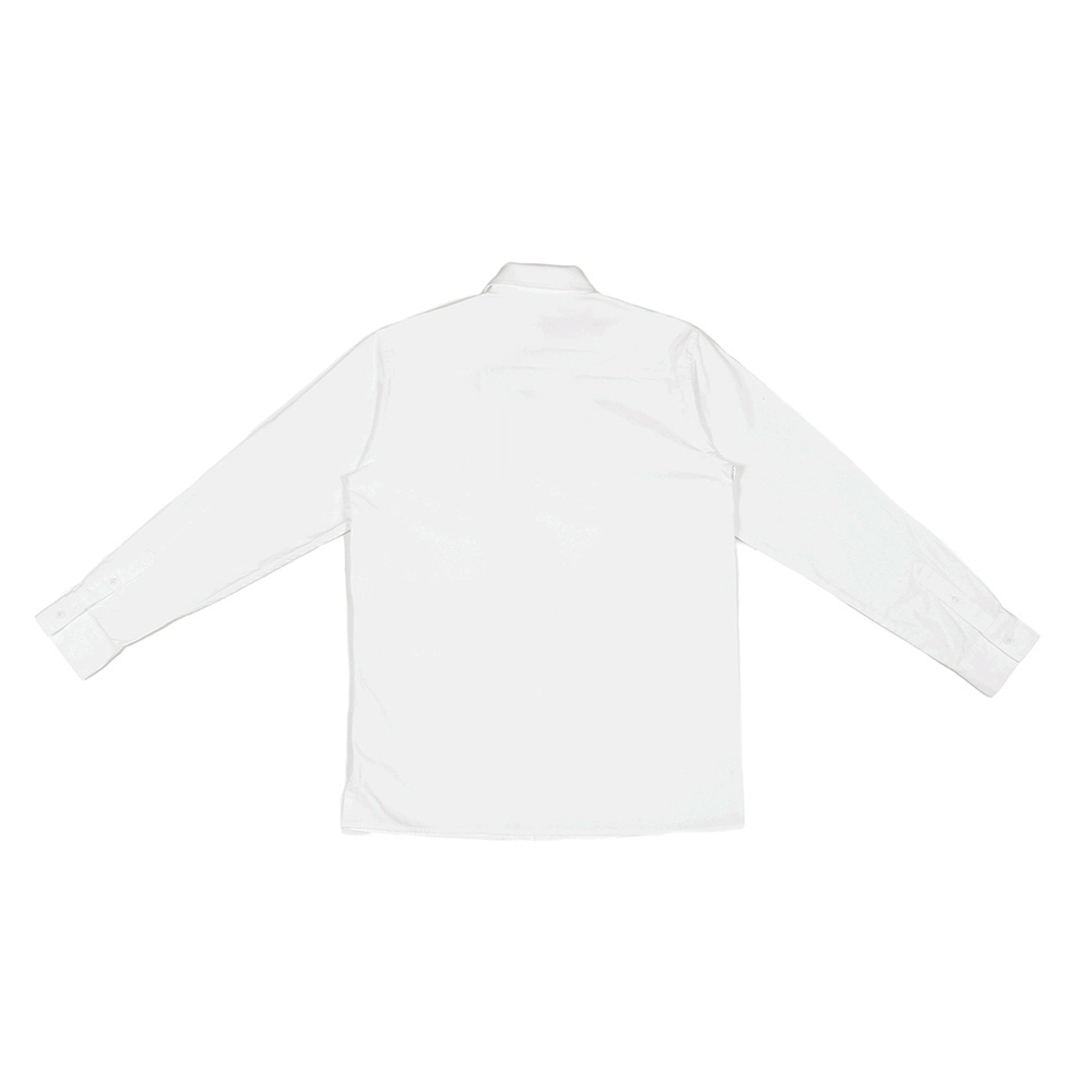 直條剪接襯衫 - 白