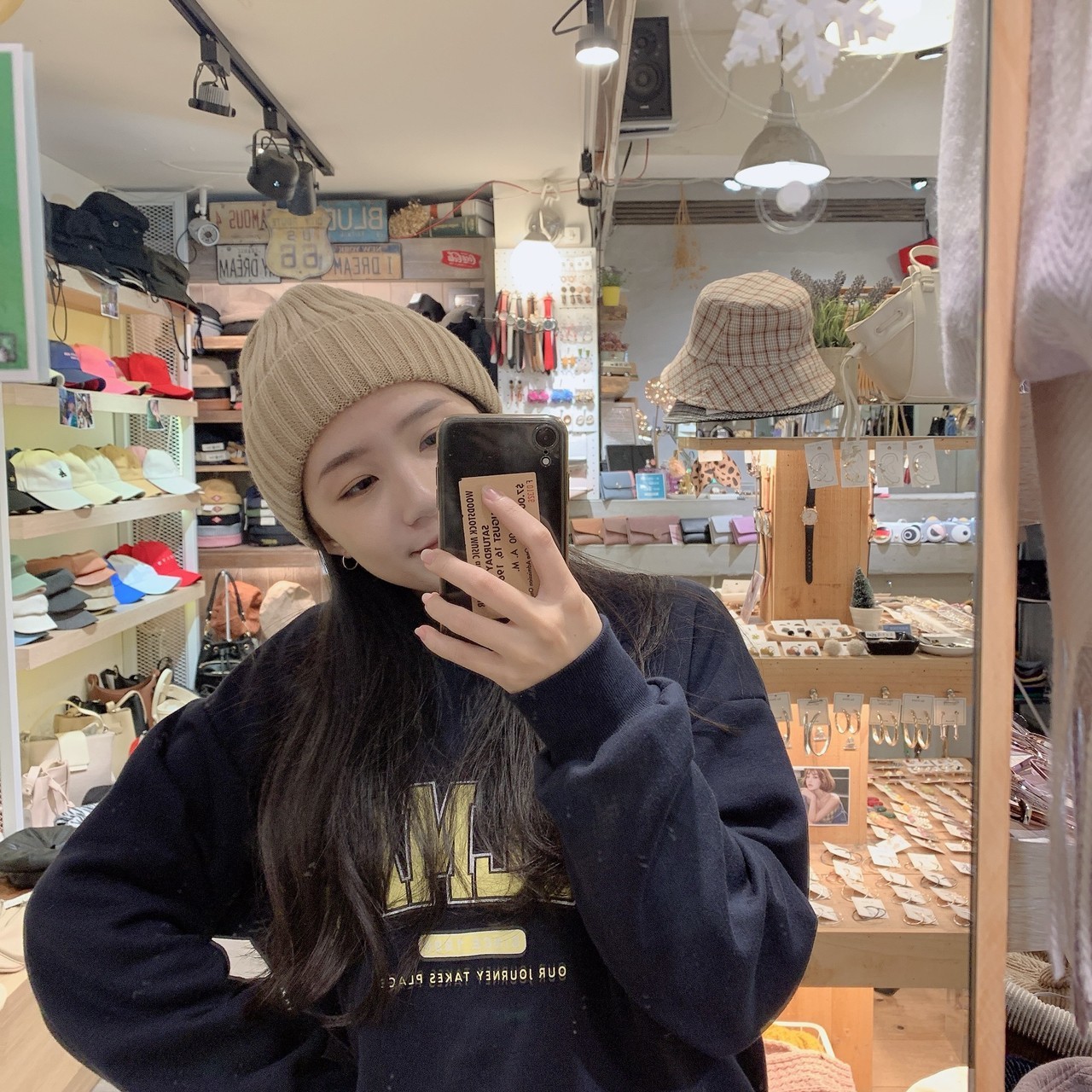 奶油系坑條毛帽/五色