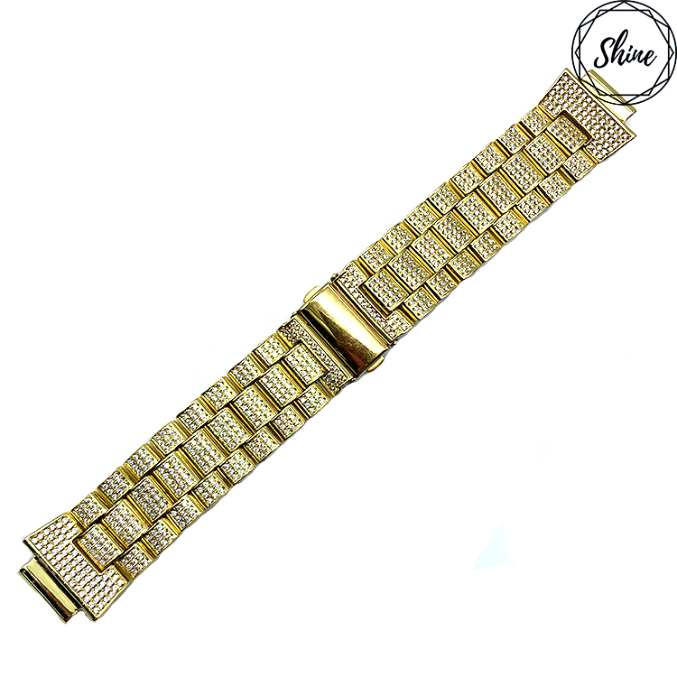 客製 GA-110 / DW-5600 / DW-6900 金X白閃石金屬錶帶