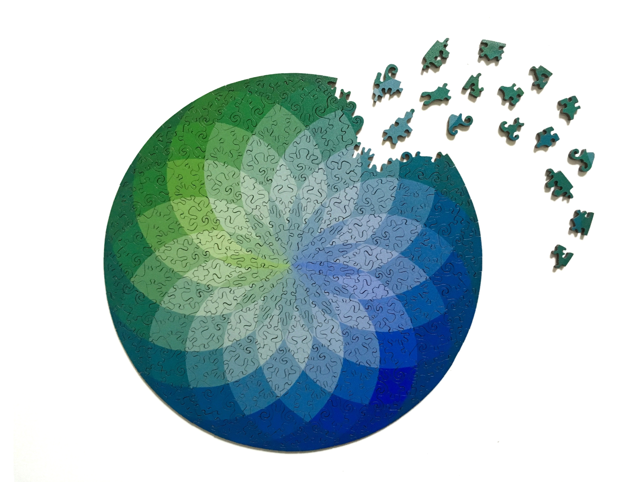 迷你木拼_漸層曼陀羅-理性 木質拼圖