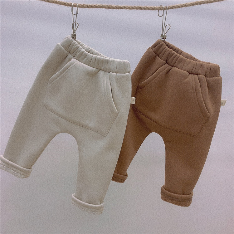 寶寶大口袋加絨保暖哈倫褲 2色