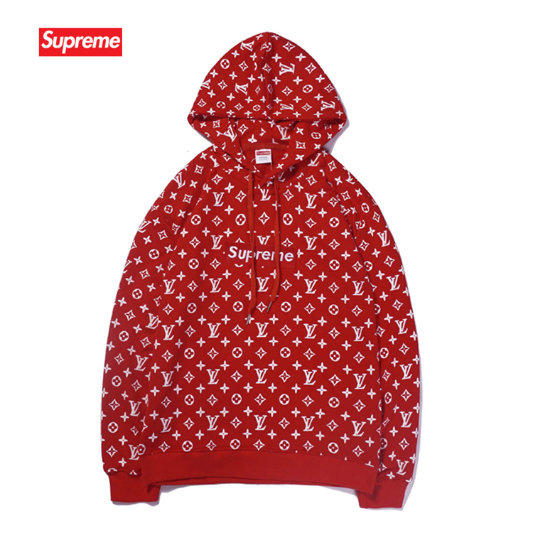 all red supreme hoodie