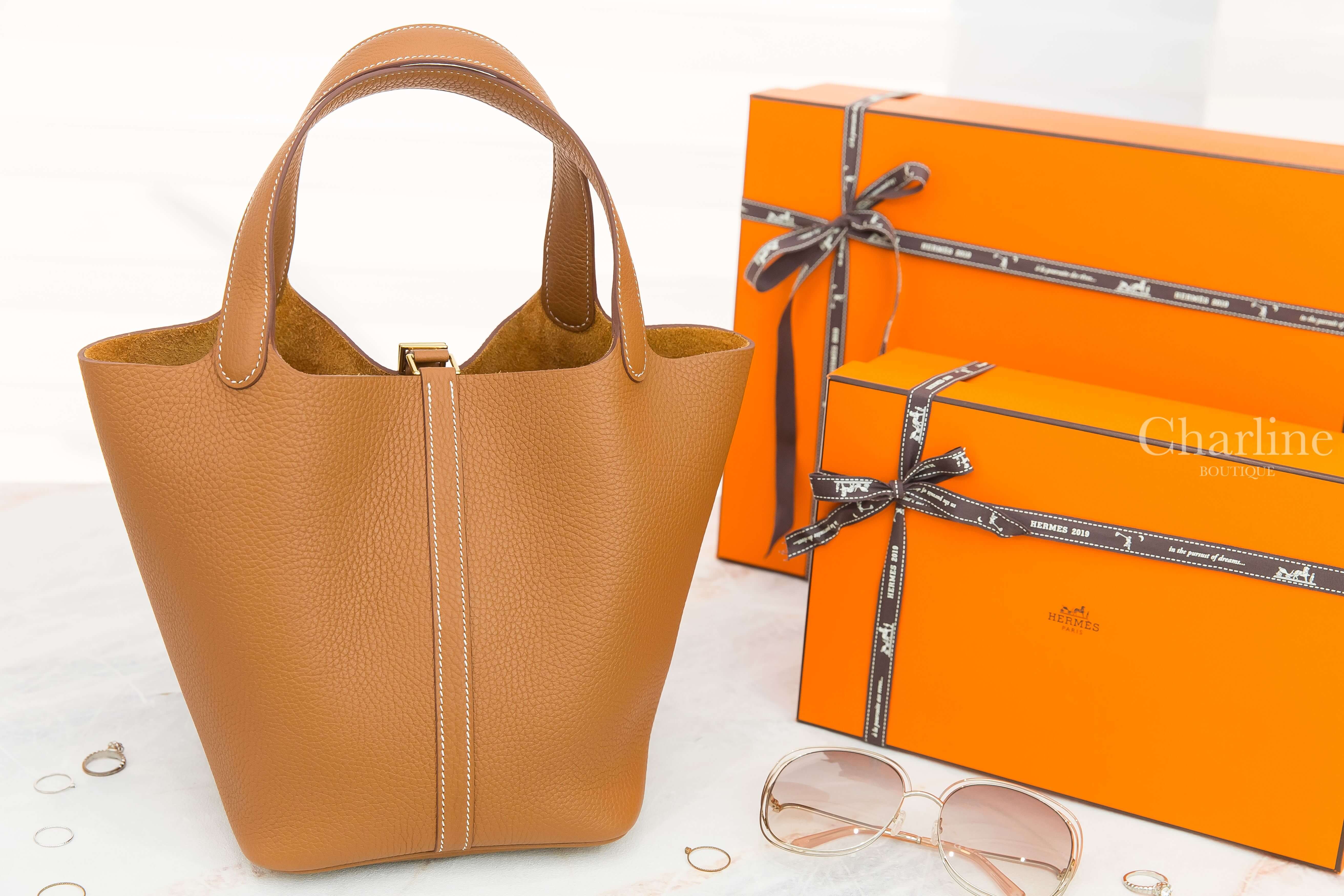 Hermès Picotin Lock 22cm 37 Gold Taurillon Clemence Z刻焦糖色金釦中型提把水桶包-Charline Boutique 精品代購