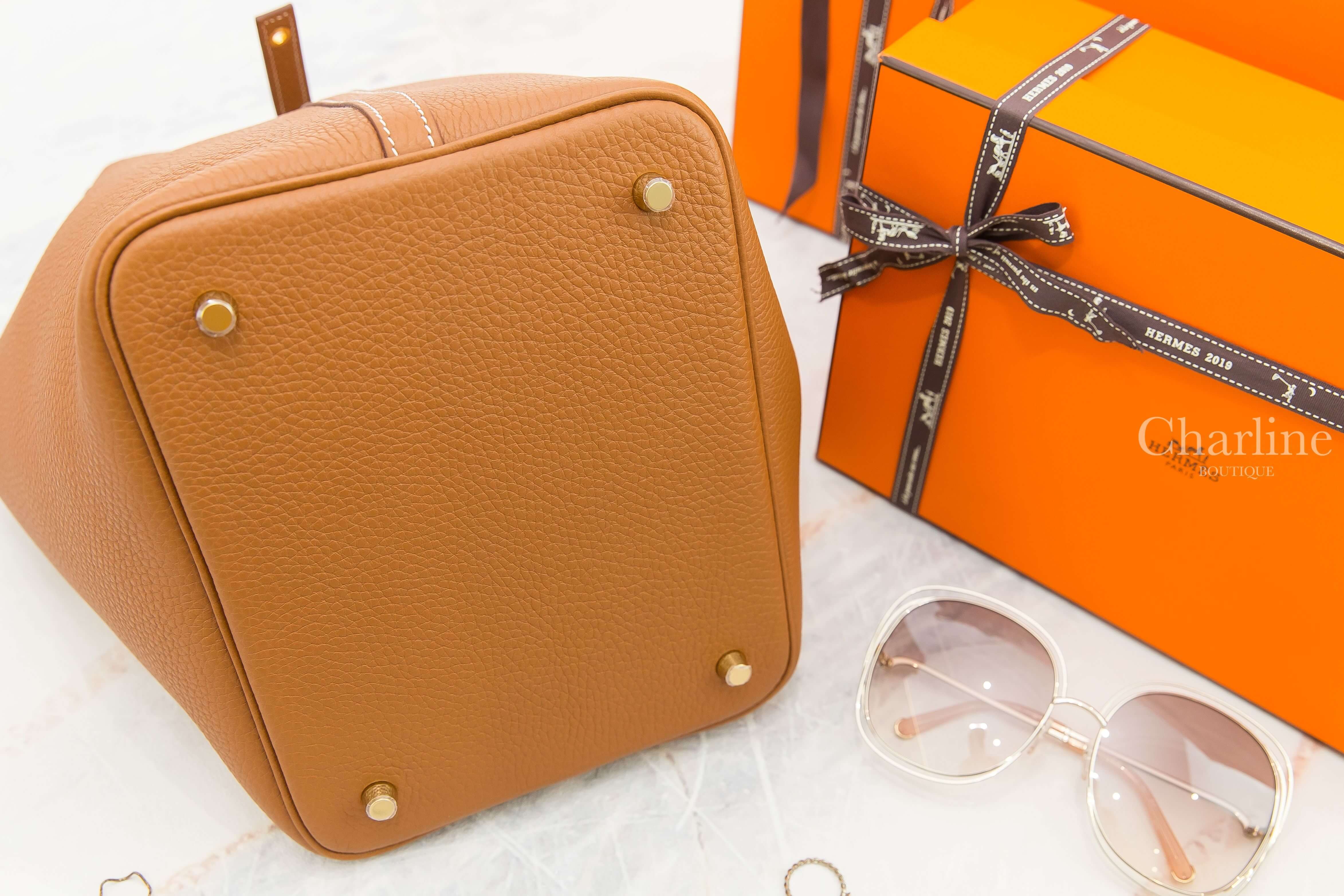 Hermès Picotin Lock 22cm 37 Gold Taurillon Clemence Z刻焦糖色金釦中型提把水桶包-Charline Boutique 精品代購