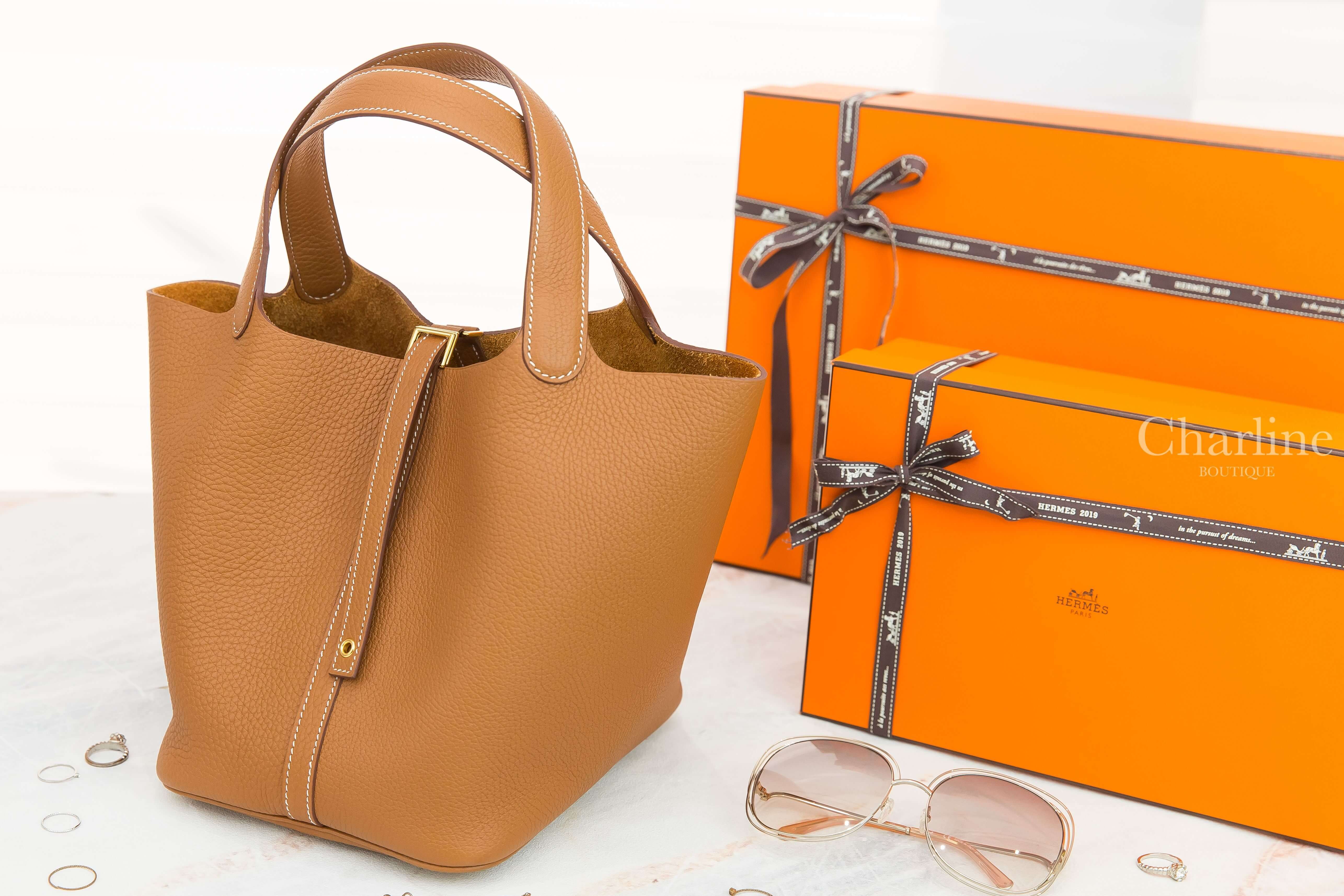 Hermès Picotin Lock 22cm 37 Gold Taurillon Clemence Z刻焦糖色金釦中型提把水桶包-Charline Boutique 精品代購